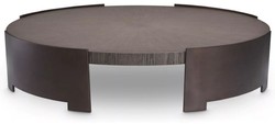 Casa Padrino tavolo da salotto di lusso grigio / bronzo Ø 118,5 x A. 24,5 cm - Tavolo rotondo da soggiorno con piano in legno massello - Mobili soggiorno - Mobili legno massello - Mobili di lusso