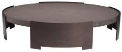 Casa Padrino tavolo da salotto di lusso grigio / bronzo Ø 118,5 x A. 24,5 cm - Tavolo rotondo da soggiorno con piano in legno massello - Mobili soggiorno - Mobili legno massello - Mobili di lusso