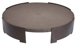 Casa Padrino tavolo da salotto di lusso grigio / bronzo Ø 118,5 x A. 24,5 cm - Tavolo rotondo da soggiorno con piano in legno massello - Mobili soggiorno - Mobili legno massello - Mobili di lusso