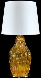 Casa Padrino lampe de table de luxe jaune / argent / blanc Ø 20 x H. 40 cm - Lampe de bureau en verre avec abat jour - Lampe de table de luxe - Lampes de bureau de luxe - Lampes de table de luxe