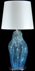 Casa Padrino lampe de table de luxe bleu / argent / blanc Ø 20 x H. 40 cm - Lampe de bureau en verre avec abat jour - Lampe de table de luxe - Lampes de bureau de luxe - Lampes de table de luxe