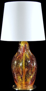 Casa Padrino lampe de table de luxe rouge / jaune / argent / blanc Ø 20 x H. 40 cm - Lampe de bureau en verre - Lampe de table de luxe - Lampes de bureau de luxe - Lampes de table de luxe