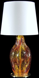 Casa Padrino lámpara de mesa de lujo rojo / amarillo / plata / blanco Ø 20 x A. 40 cm - Lámpara de escritorio de vidrio con pantalla - Lámparas de mesa de lujo - Lámparas de escritorio de lujo