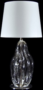 Casa Padrino lampe de table de luxe clair / argent / blanc Ø 20 x H. 40 cm - Lampe de bureau en verre avec abat jour - Lampe de table de luxe - Lampes de bureau de luxe - Lampes de table de luxe
