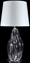 Casa Padrino lampe de table de luxe clair / argent / blanc Ø 20 x H. 40 cm - Lampe de bureau en verre avec abat jour - Lampe de table de luxe - Lampes de bureau de luxe - Lampes de table de luxe