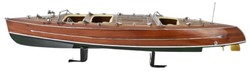 Casa Padrino bateau de vitesse de luxe Typhoon avec support en bois massif marron / vert 95 x 22 x H. 23 cm - Bateau décoratif fait main - Bateau en bois - Maquette de bateau - Bateau de course