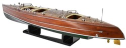 Casa Padrino bateau de vitesse de luxe Typhoon avec support en bois massif marron / vert 95 x 22 x H. 23 cm - Bateau décoratif fait main - Bateau en bois - Maquette de bateau - Bateau de course