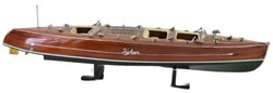 Casa Padrino bateau de vitesse de luxe Typhoon avec support en bois massif marron / vert 95 x 22 x H. 23 cm - Bateau décoratif fait main - Bateau en bois - Maquette de bateau - Bateau de course
