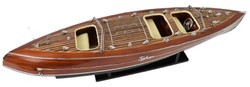 Casa Padrino bateau de vitesse de luxe Typhoon avec support en bois massif marron / vert 95 x 22 x H. 23 cm - Bateau décoratif fait main - Bateau en bois - Maquette de bateau - Bateau de course