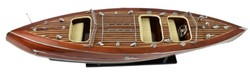 Casa Padrino bateau de vitesse de luxe Typhoon avec support en bois massif marron / vert 95 x 22 x H. 23 cm - Bateau décoratif fait main - Bateau en bois - Maquette de bateau - Bateau de course