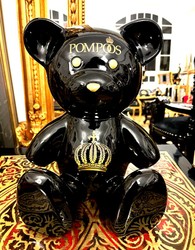 Harald Glööckler déco ours en peluche design de luxe Pompöös by Casa Padrino noir / or - Figurine décorative Glööckler - figurine décorative design - Accessoires déco design Harald Glööckler