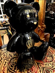 Harald Glööckler déco ours en peluche design de luxe Pompöös by Casa Padrino noir / or - Figurine décorative Glööckler - figurine décorative design - Accessoires déco design Harald Glööckler