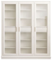 Casa Padrino armoire à livres de luxe avec 3 portes et éclairage LED blanc 200 x 45 x H. 230 cm - Armoire en bois massif - Armoire de salon - Armoire étagère - Armoire de bureau - Meuble de luxe