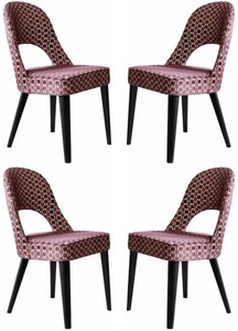 Luxus Art Deco Esszimmerstuhl 4er Set Rot Weiß Schwarz Luxury Art Deco Dining Chair Set of 4 Red White Black
