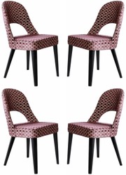 Casa Padrino ensemble de 4 Chaises de salle à manger Art Déco de luxe rouge / blanc / noir 49 x 61 x H. 89 cm - Chaises de cuisine avec motif - Mobilier salle à manger - Mobilier Art Déco de luxe