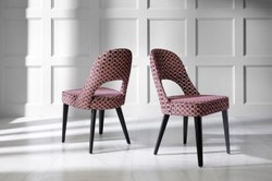 Casa Padrino ensemble de 4 Chaises de salle à manger Art Déco de luxe rouge / blanc / noir 49 x 61 x H. 89 cm - Chaises de cuisine avec motif - Mobilier salle à manger - Mobilier Art Déco de luxe