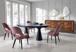 Casa Padrino ensemble de 4 Chaises de salle à manger Art Déco de luxe rouge / blanc / noir 49 x 61 x H. 89 cm - Chaises de cuisine avec motif - Mobilier salle à manger - Mobilier Art Déco de luxe