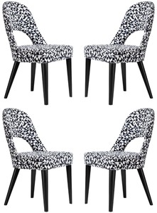 Luxus Art Deco Esszimmerstuhl 4er Set Weiß Grau Schwarz Luxury Art Deco Dining Chair Set of 4 White Gray Black