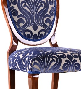 Casa Padrino Luxus Jugendstil Esszimmerstuhl 6er Set Blau / Creme / Braun 51 x 48 x H. 106 cm - Elegante Küchenstühle mit Muster - Barock & Jugendstil Esszimmer Möbel - Luxus Qualität