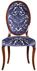 Casa Padrino ensemble de 6 Chaises de salle à manger Art Nouveau de luxe bleu / crème / marron 51 x 48 x H. 106 cm - Chaises de cuisine avec motif - Mobilier de salle à manger Baroque & Art Nouveau