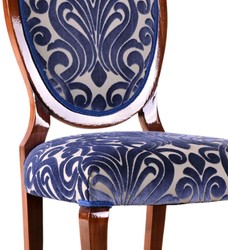 Casa Padrino ensemble de 6 Chaises de salle à manger Art Nouveau de luxe bleu / crème / marron 51 x 48 x H. 106 cm - Chaises de cuisine avec motif - Mobilier de salle à manger Baroque & Art Nouveau