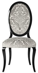 Casa Padrino Luxus Jugendstil Esszimmerstuhl 6er Set Grau / Schwarz 51 x 48 x H. 106 cm - Elegante Küchenstühle mit Muster - Barock & Jugendstil Esszimmer Möbel - Luxus Qualität