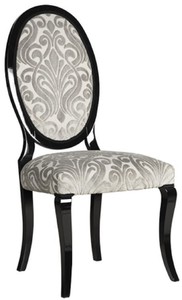 Casa Padrino Luxus Jugendstil Esszimmerstuhl 6er Set Grau / Schwarz 51 x 48 x H. 106 cm - Elegante Küchenstühle mit Muster - Barock & Jugendstil Esszimmer Möbel - Luxus Qualität