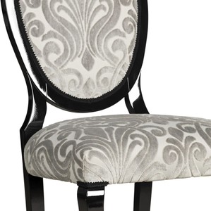Casa Padrino Luxus Jugendstil Esszimmerstuhl 6er Set Grau / Schwarz 51 x 48 x H. 106 cm - Elegante Küchenstühle mit Muster - Barock & Jugendstil Esszimmer Möbel - Luxus Qualität