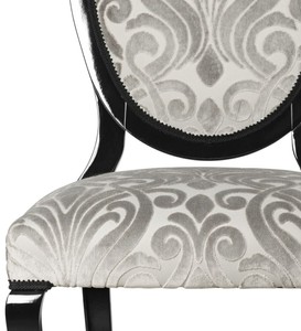 Casa Padrino Luxus Jugendstil Esszimmerstuhl 6er Set Grau / Schwarz 51 x 48 x H. 106 cm - Elegante Küchenstühle mit Muster - Barock & Jugendstil Esszimmer Möbel - Luxus Qualität