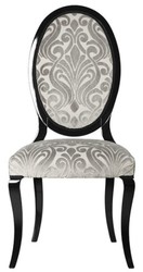 Casa Padrino luxury Art Nouveau dining chair set of 6 gray / black 51 x 48 x H. 106 cm - Elegant kitchen chairs with pattern - Baroque & Art Nouveau dining room furniture - Luxury quality