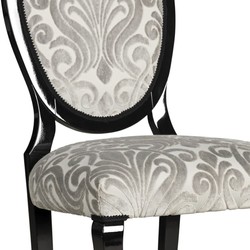 Casa Padrino luxury Art Nouveau dining chair set of 6 gray / black 51 x 48 x H. 106 cm - Elegant kitchen chairs with pattern - Baroque & Art Nouveau dining room furniture - Luxury quality