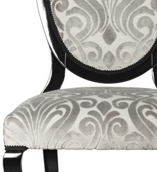 Casa Padrino luxury Art Nouveau dining chair set of 6 gray / black 51 x 48 x H. 106 cm - Elegant kitchen chairs with pattern - Baroque & Art Nouveau dining room furniture - Luxury quality