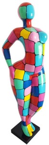 Casa Padrino escultura decorativa de diseño de lujo mujer colorido / negro A. 130 cm - Figura decorativa abstracta - Escultura decorativa XXL - Figura decorativa XXL - Esculturas abstractas
