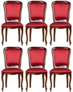 Casa Padrino luxury Art Nouveau dining chair set of 6 bordeaux red / brown 49 x 57 x H. 99 cm - Elegant kitchen chairs - Art Nouveau dining room furniture - Art Nouveau dining room furnishings