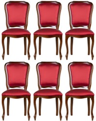 Casa Padrino luxury Art Nouveau dining chair set of 6 bordeaux red / brown 49 x 57 x H. 99 cm - Elegant kitchen chairs - Art Nouveau dining room furniture - Art Nouveau dining room furnishings