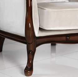 Luxus Jugendstil Wohnzimmer Sessel Grau Dunkelbraun Hochglanz Luxury Art Nouveau Living Room Armchair Gray Dark Brown High Gloss