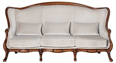 Casa Padrino luxury Art Nouveau sofa gray / dark brown high gloss 202 x 85 x H. 100 cm - Elegant living room sofa - Living room furniture - Luxury furniture in Art Nouveau - Art Nouveau furniture