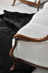 Casa Padrino canapé Art Nouveau de luxe gris / marron foncé brillant 202 x 85 x H. 100 cm - Canapé de salon élégant - Mobilier de salon - Mobilier de luxe en style Art Nouveau