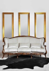 Casa Padrino canapé Art Nouveau de luxe gris / marron foncé brillant 202 x 85 x H. 100 cm - Canapé de salon élégant - Mobilier de salon - Mobilier de luxe en style Art Nouveau