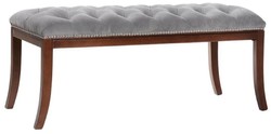 Casa Padrino Luxury Biedermeier Bench Gray / Brown 89 x 38 x H. 36 cm - Upholstered Living Room Bench - Bedroom Bench - Living Room Furniture - Bedroom Furniture - Biedermeier Furniture