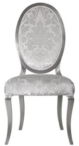 Casa Padrino Luxus Jugendstil Esszimmerstuhl 6er Set Silber / Grau / Silber 51 x 48 x H. 106 cm - Elegante Küchenstühle mit Muster - Barock & Jugendstil Esszimmer Möbel - Luxus Qualität