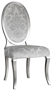 Casa Padrino Luxus Jugendstil Esszimmerstuhl 6er Set Silber / Grau / Silber 51 x 48 x H. 106 cm - Elegante Küchenstühle mit Muster - Barock & Jugendstil Esszimmer Möbel - Luxus Qualität