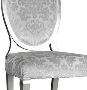 Casa Padrino Luxus Jugendstil Esszimmerstuhl 6er Set Silber / Grau / Silber 51 x 48 x H. 106 cm - Elegante Küchenstühle mit Muster - Barock & Jugendstil Esszimmer Möbel - Luxus Qualität