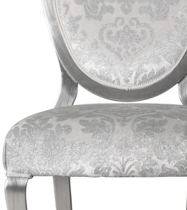 Casa Padrino Luxus Jugendstil Esszimmerstuhl 6er Set Silber / Grau / Silber 51 x 48 x H. 106 cm - Elegante Küchenstühle mit Muster - Barock & Jugendstil Esszimmer Möbel - Luxus Qualität