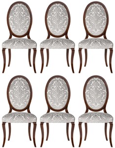 Casa Padrino luxury Art Nouveau dining chair set of 6 silver / dark brown 51 x 48 x H. 106 cm - Elegant kitchen chairs with pattern - Baroque & Art Nouveau dining room furniture - Luxury quality