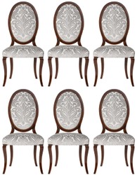 Casa Padrino set di 6 sedie da pranzo Art Nouveau di lusso argento / marrone scuro 51 x 48 x A. 106 cm - Eleganti sedie da cucina con motivo - Mobili per Sala da Pranzo Barocco e Art Nouveau