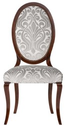 Casa Padrino set di 6 sedie da pranzo Art Nouveau di lusso argento / marrone scuro 51 x 48 x A. 106 cm - Eleganti sedie da cucina con motivo - Mobili per Sala da Pranzo Barocco e Art Nouveau