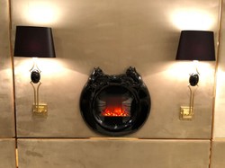 Casa Padrino luxury electric wall fireplace high gloss black Ø 76 cm - Round LED electric fireplace - Bedroom wall fireplace - Living room wall fireplace - Luxury quality - Made in Italy