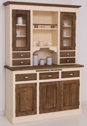 Landhausstil Massivholz Küchenschrank Esszimmerschrank Creme Dunkelbraun Country Style Solid Wood Kitchen Cabinet Dining Room Cabinet Cream Dark Brown