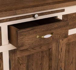 Landhausstil Massivholz Küchenschrank Esszimmerschrank Creme Dunkelbraun Country Style Solid Wood Kitchen Cabinet Dining Room Cabinet Cream Dark Brown